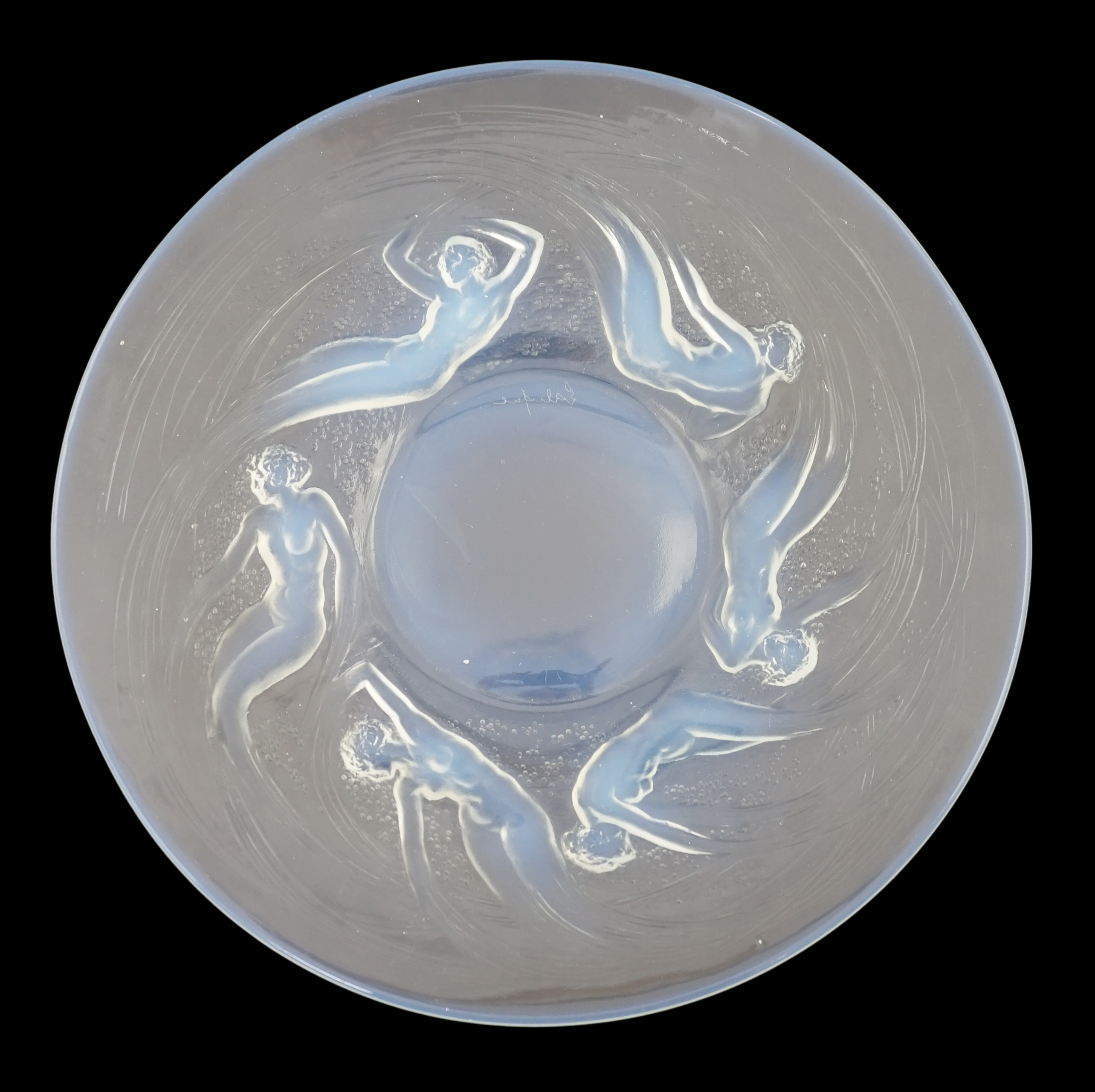 An R. Lalique Ondines opalescent glass dish